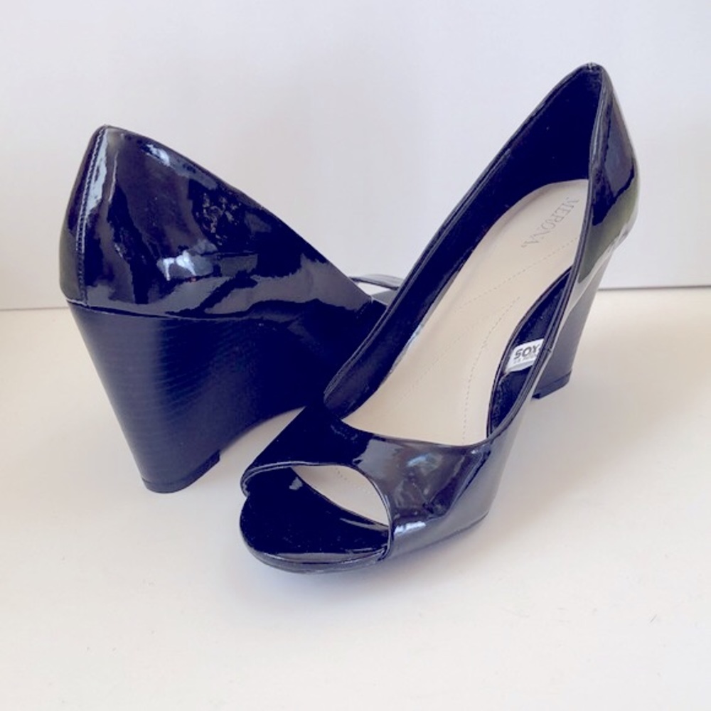 Merona Black Patent Peep-Toe Wedge